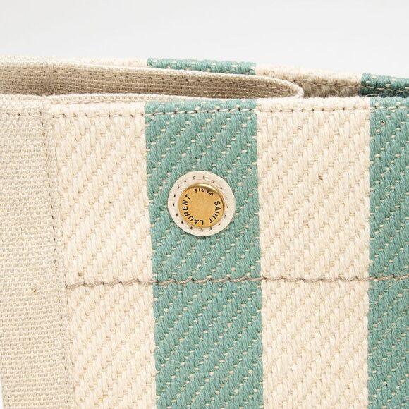 Saint Laurent Canvas Calfskin Striped Rive Gauche Large Tote - Picture 15 of 16